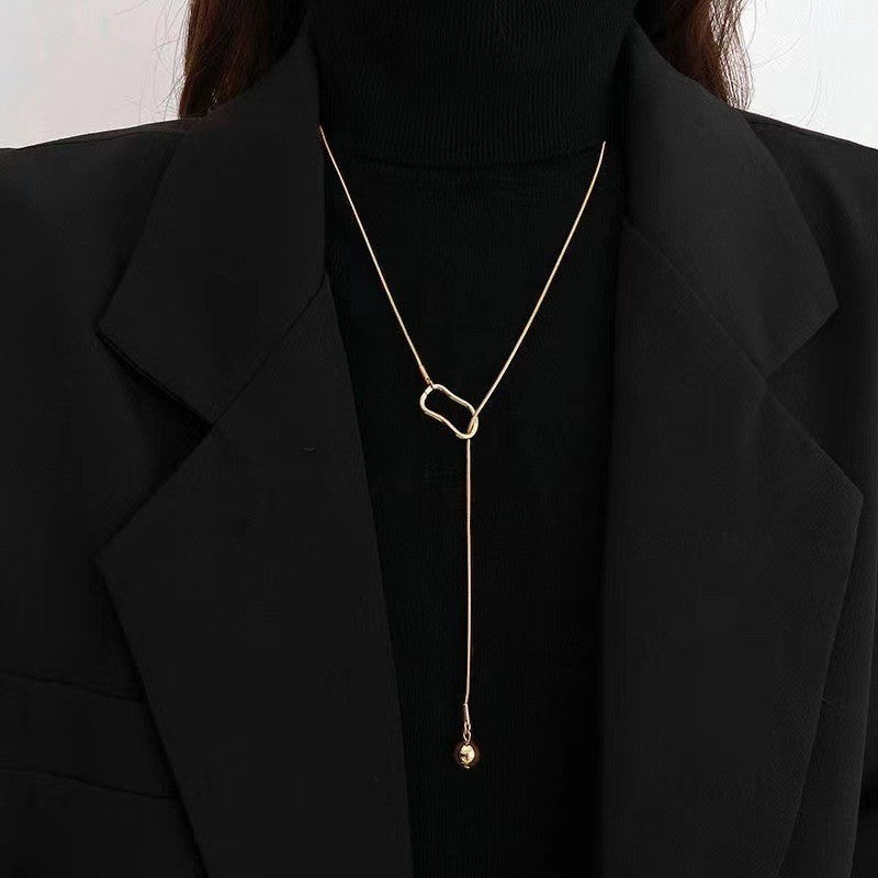 Minimalist Geometric Double Layer Necklace with Adjustable Chain