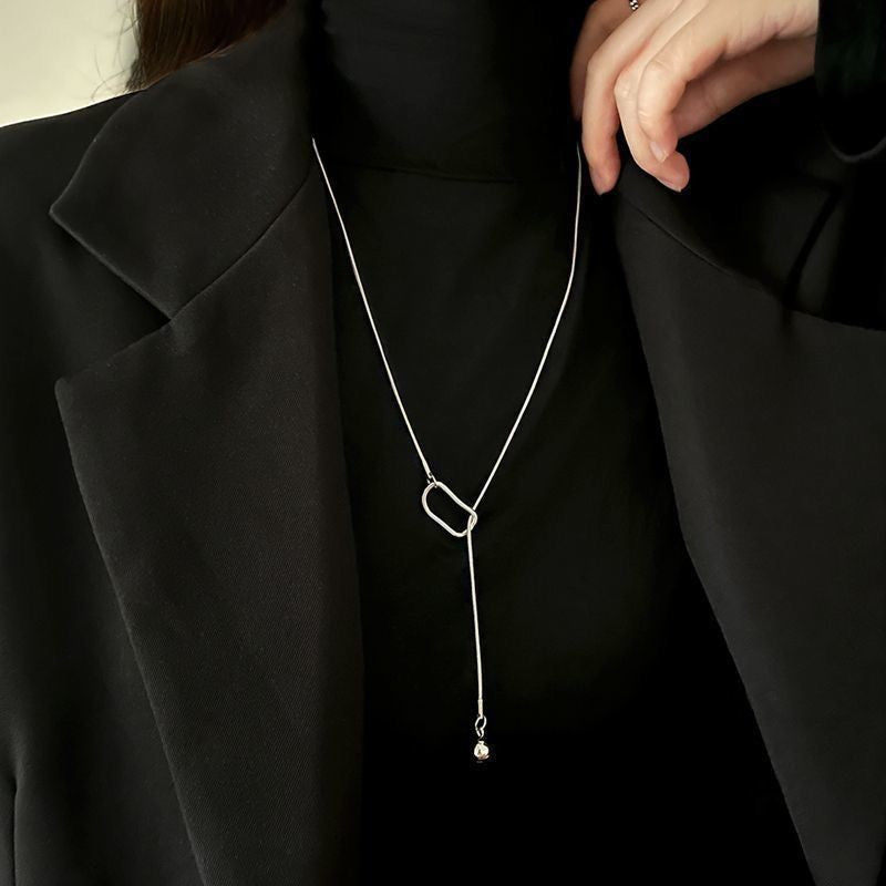 Minimalist Geometric Double Layer Necklace with Adjustable Chain