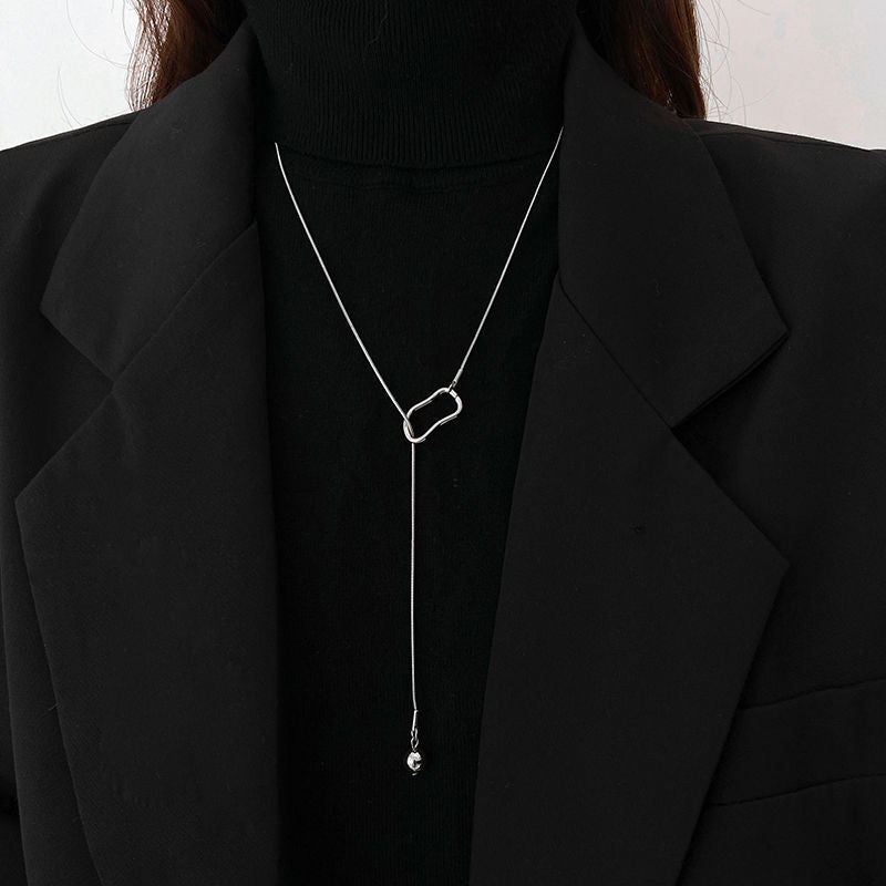 Minimalist Geometric Double Layer Necklace with Adjustable Chain