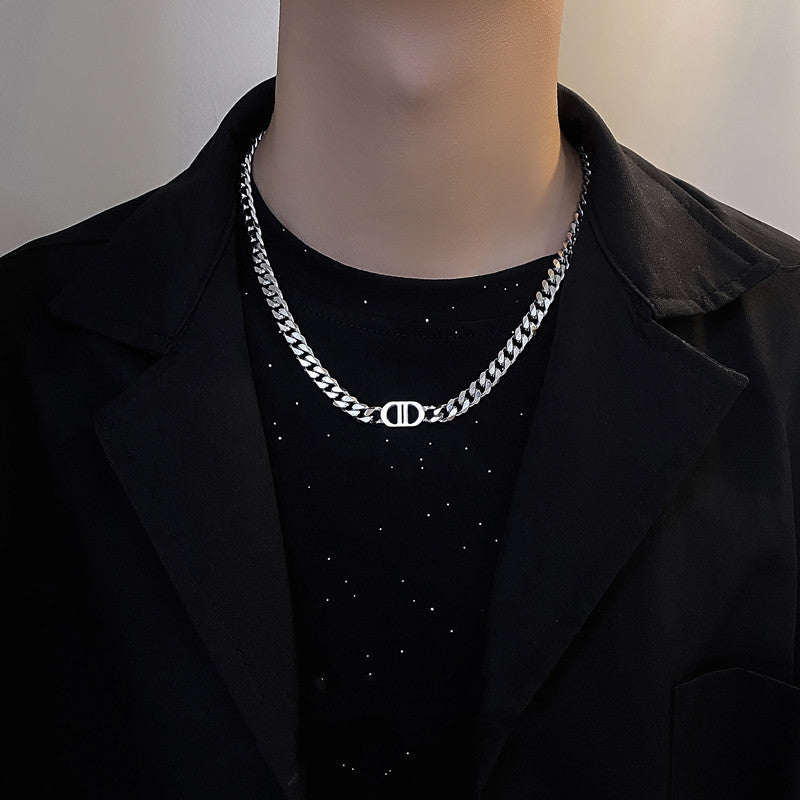 Minimalist Geometric Double Layer Necklace with Adjustable Chain