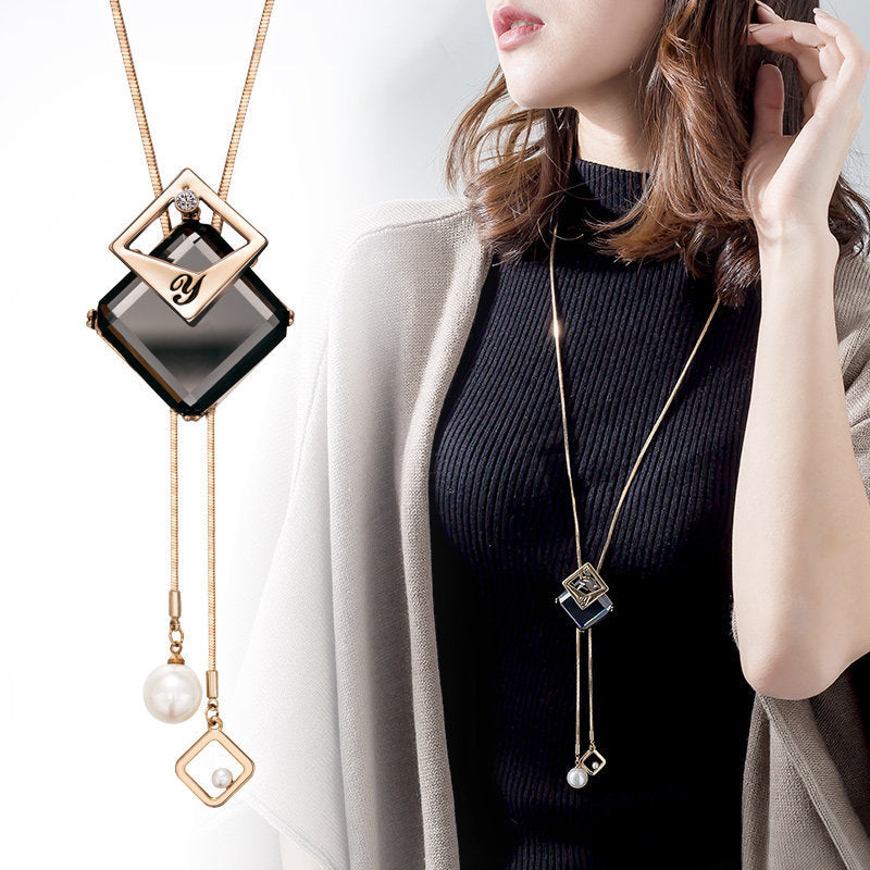 Minimalist Geometric Double Layer Necklace with Adjustable Chain