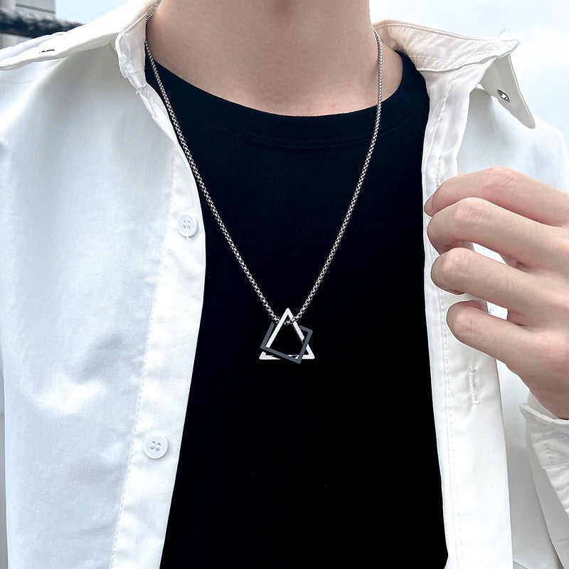 Minimalist Geometric Double Layer Necklace with Adjustable Chain