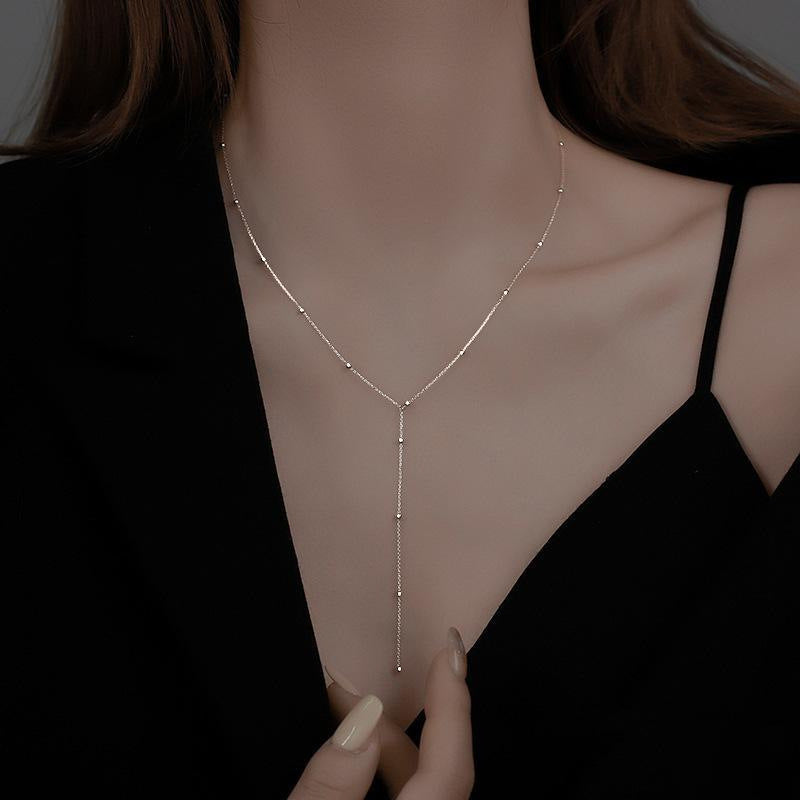 Minimalist Geometric Double Layer Necklace with Adjustable Chain
