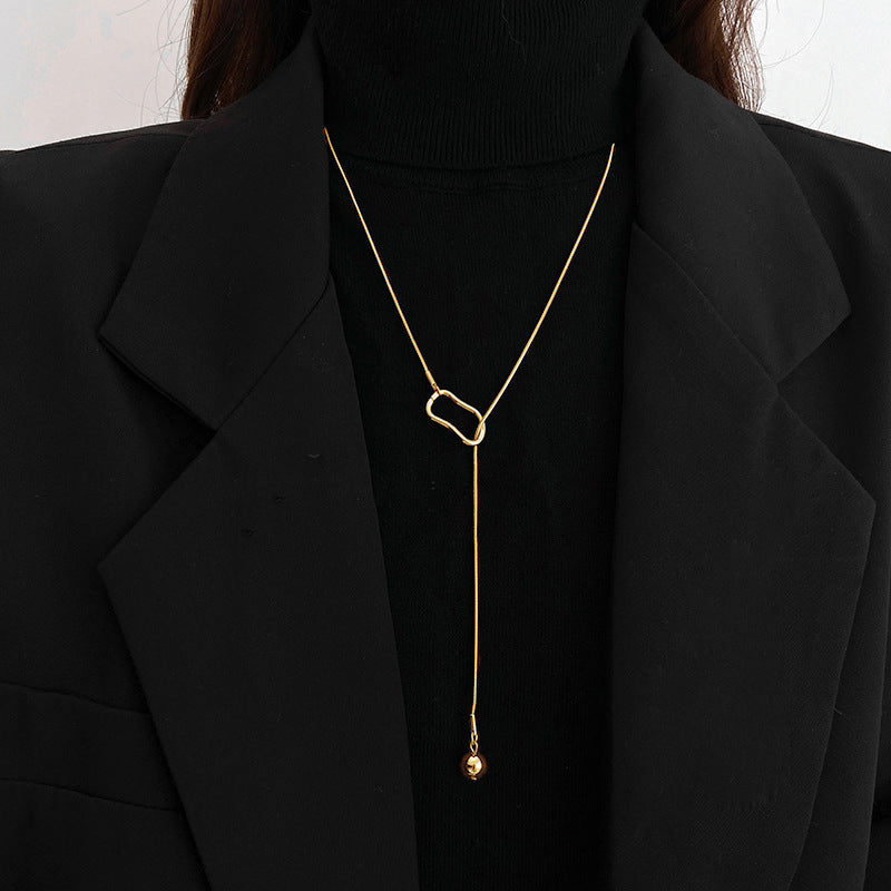 Minimalist Geometric Double Layer Necklace with Adjustable Chain